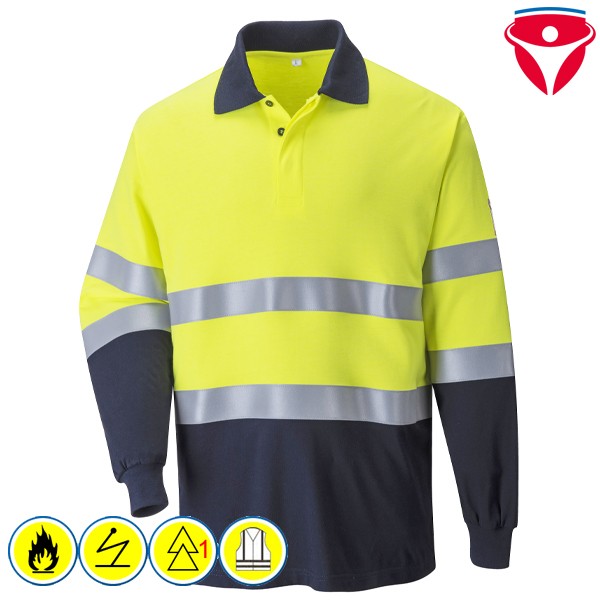 PortWest FR74 flammhemmendes antistatisches Warnschutzpolo