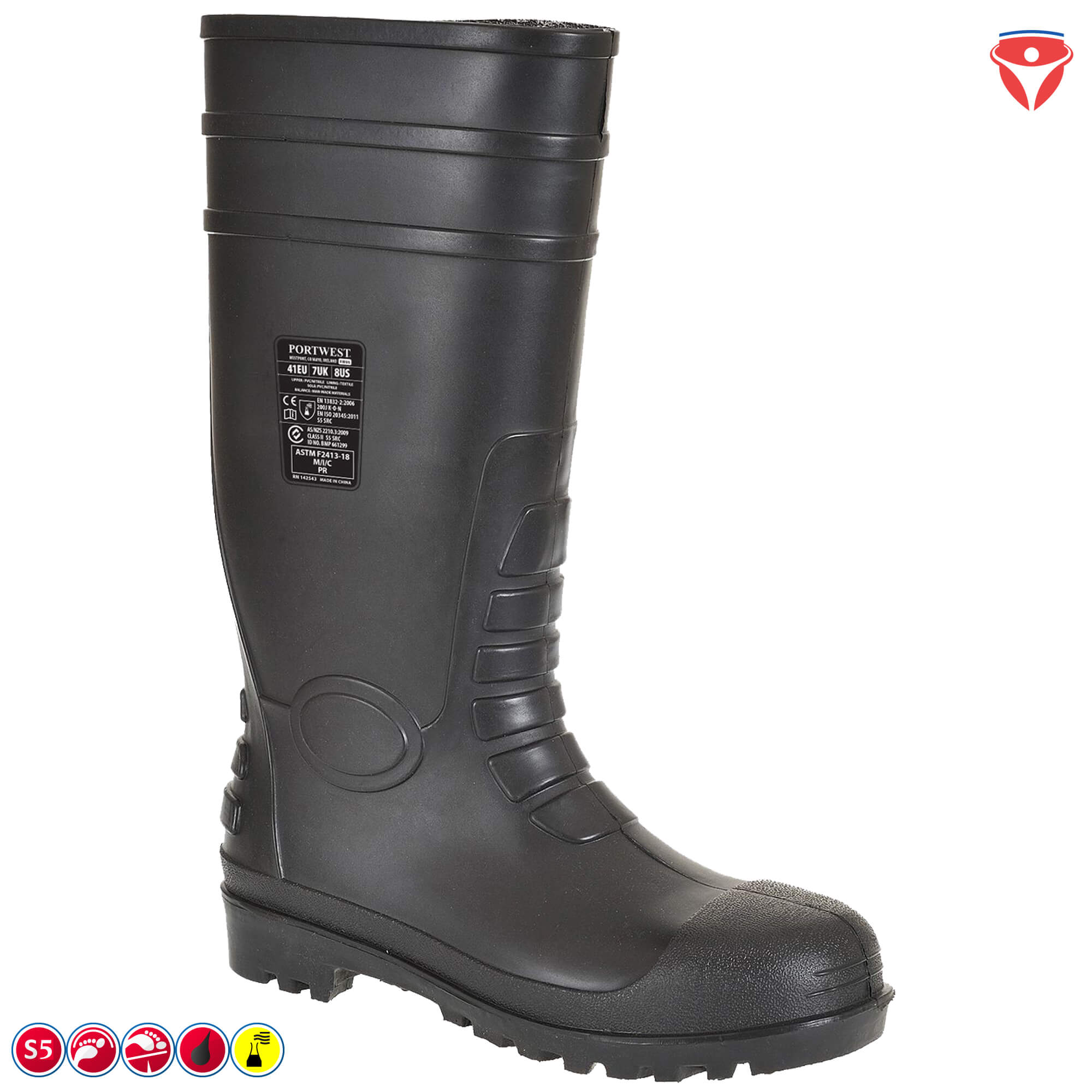 PortWest FW95 Sicherheitsgummistiefel S5 chemikalienfest
