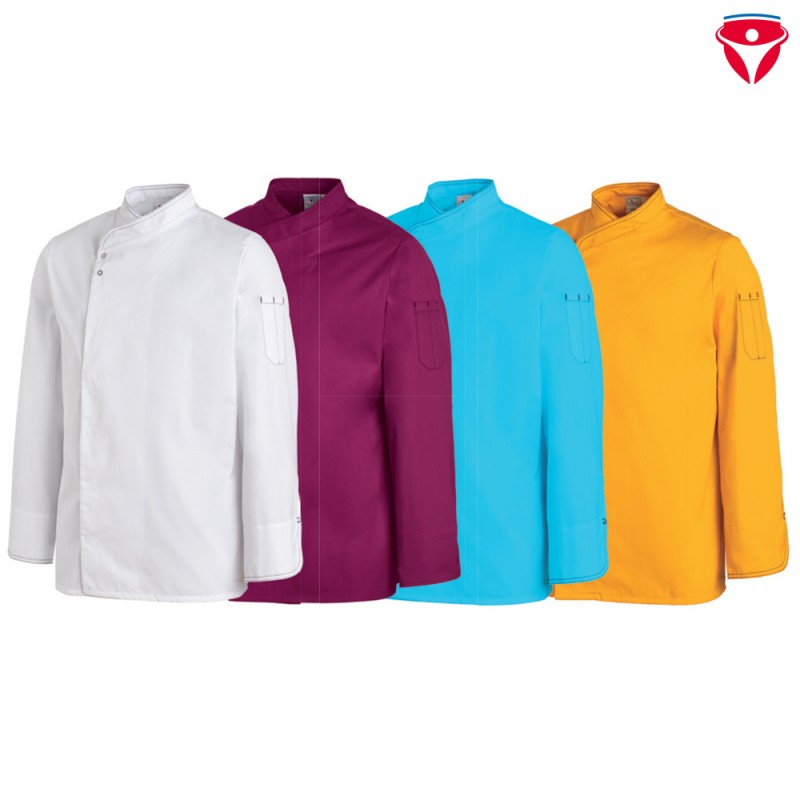 Leiber 12/2444 leichte Kochjacke mit Druckknöpfen für Damen und Herren