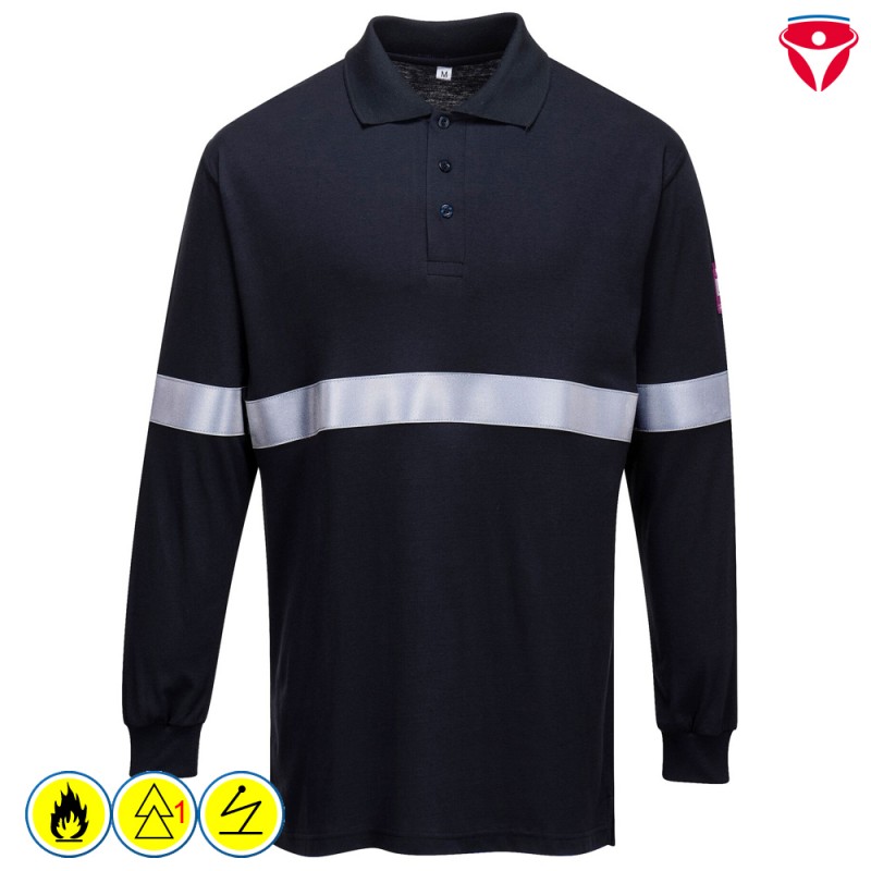 PortWest FR03 flammhemmendes Polo-Shirt mit Reflexstreifen