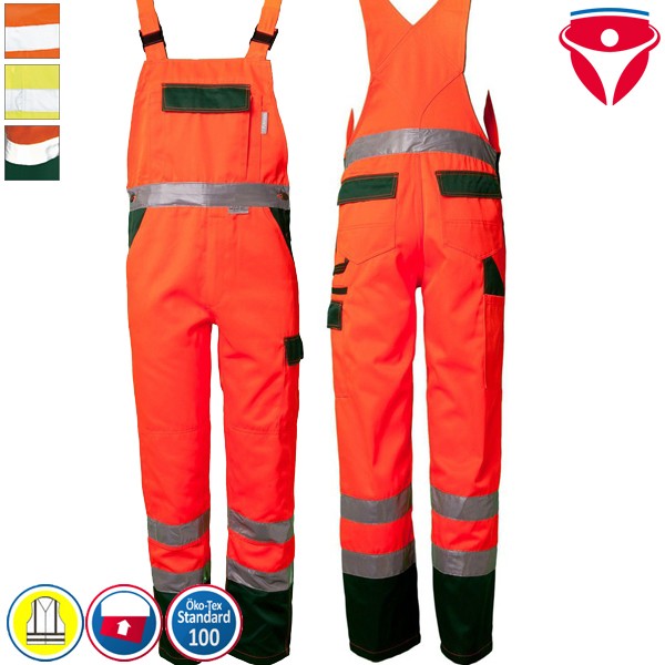 Planam Warnschutz Latzhose 2-farbig