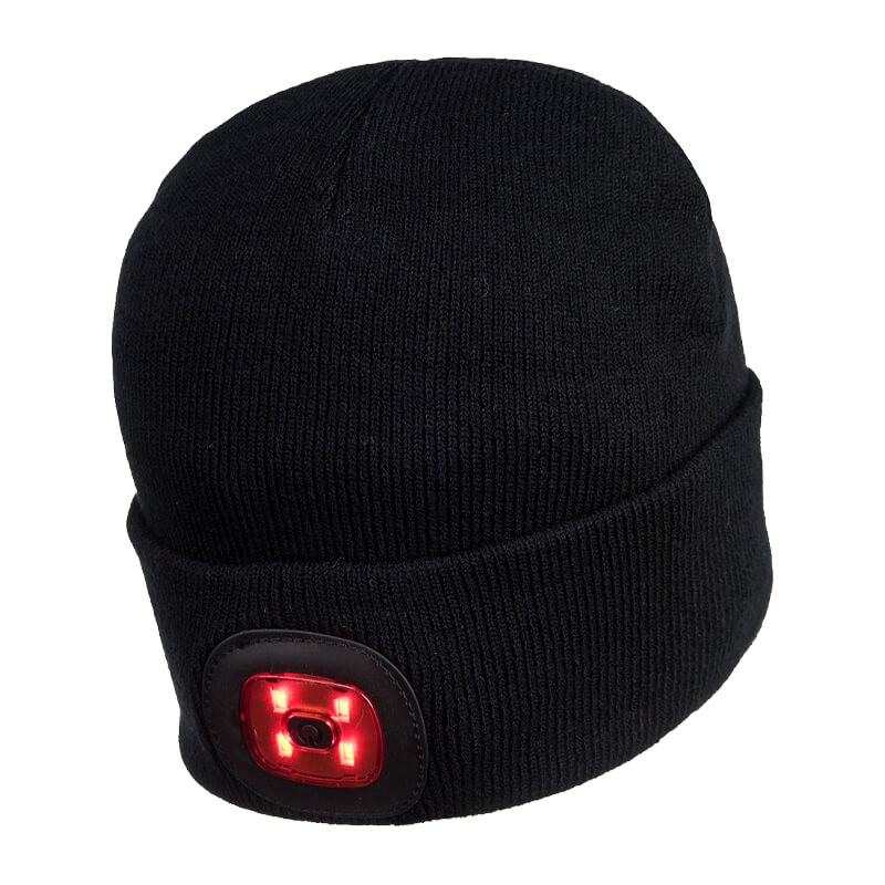PortWest B028 Beanie mit 2 LED vorne und hinten aufladbar