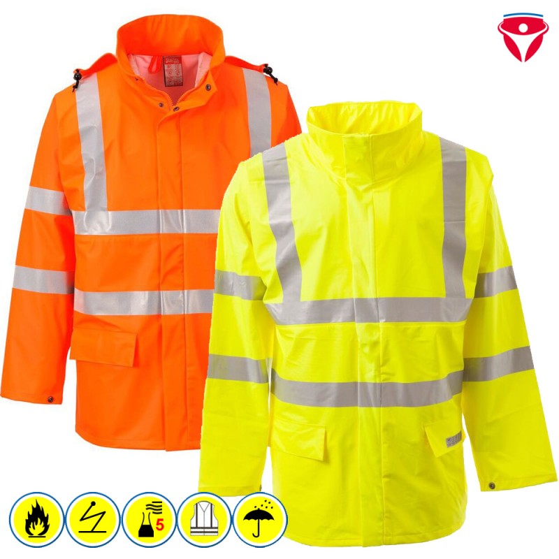 PortWest FR41 flammhemmende Warnschutz Regenjacke