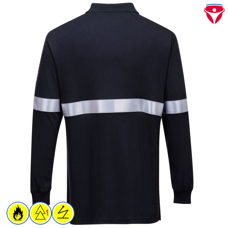 PortWest FR03 flammhemmendes Polo-Shirt mit Reflexstreifen
