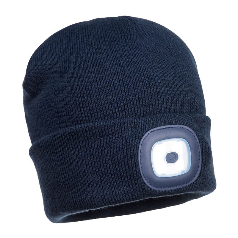 PortWest B028 Beanie mit 2 LED vorne und hinten aufladbar