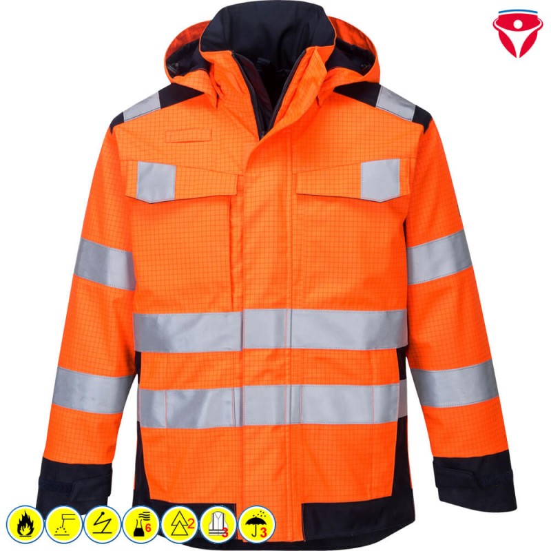 PortWest MV70 MultiNorm Arc Regenjacke ModaFlame Klasse 2