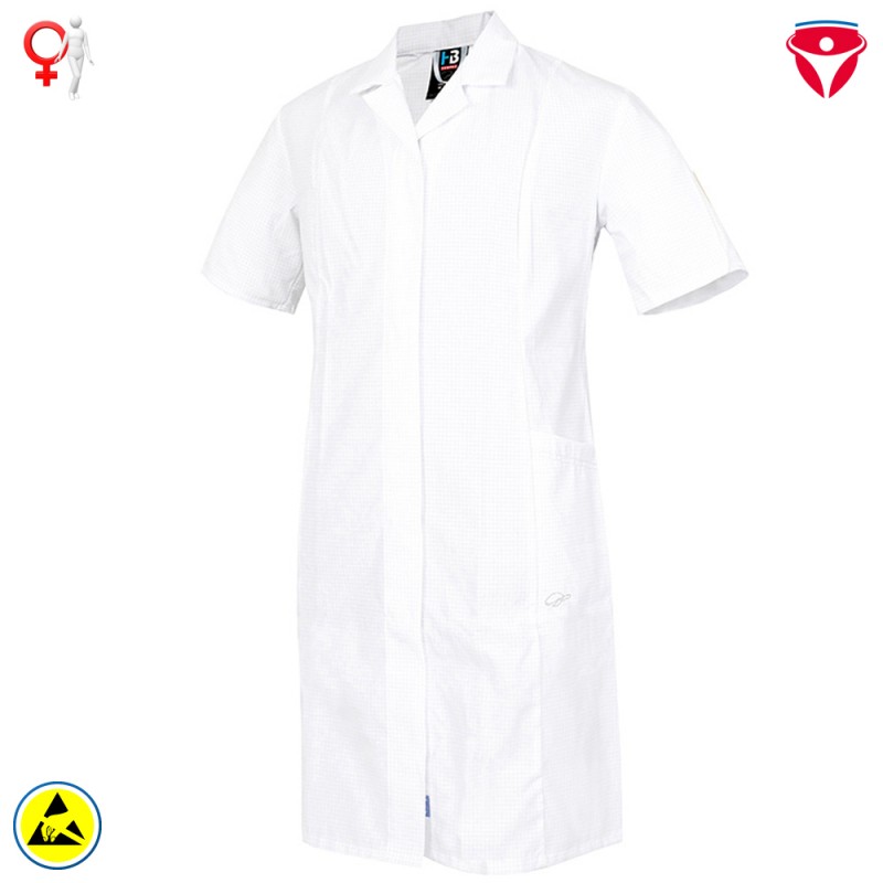 ESD Mantel Damen kurzarm tailliert geschnitten