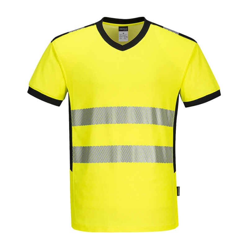 PortWest PW310 Warnschutz T-Shirt mit V-Ausschnitt