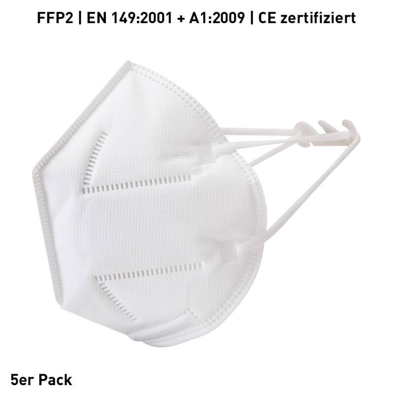FFP2 Atemschutz Maske EN 149:2001 + A1:2009 + CE zertifiziert | 5er Pack