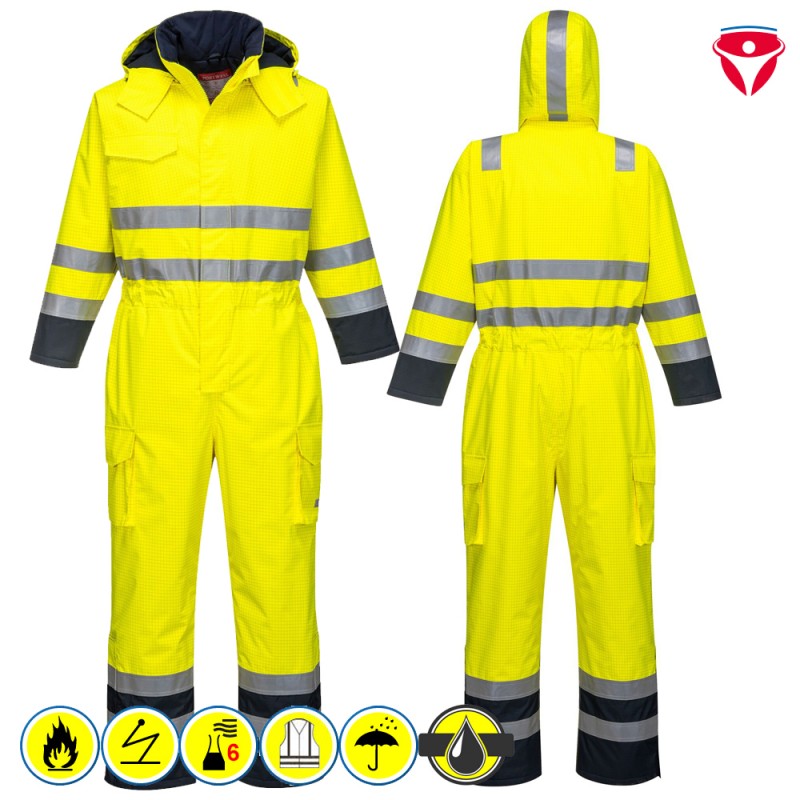 PortWest S775 flammhemmender, gefütterter MultiNorm Regenoverall
