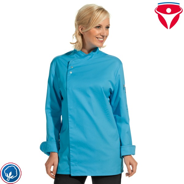 Leiber 12/2444 leichte Kochjacke mit Druckknöpfen für Damen und Herren