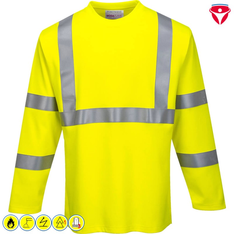 PortWest FR96 ModaFlame flammhemmendes Warnschutz T-Shirt langarm