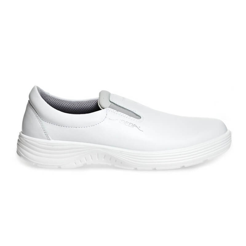 Abeba 711132 Arbeitsschuhe weisse Slipper aus Glattleder