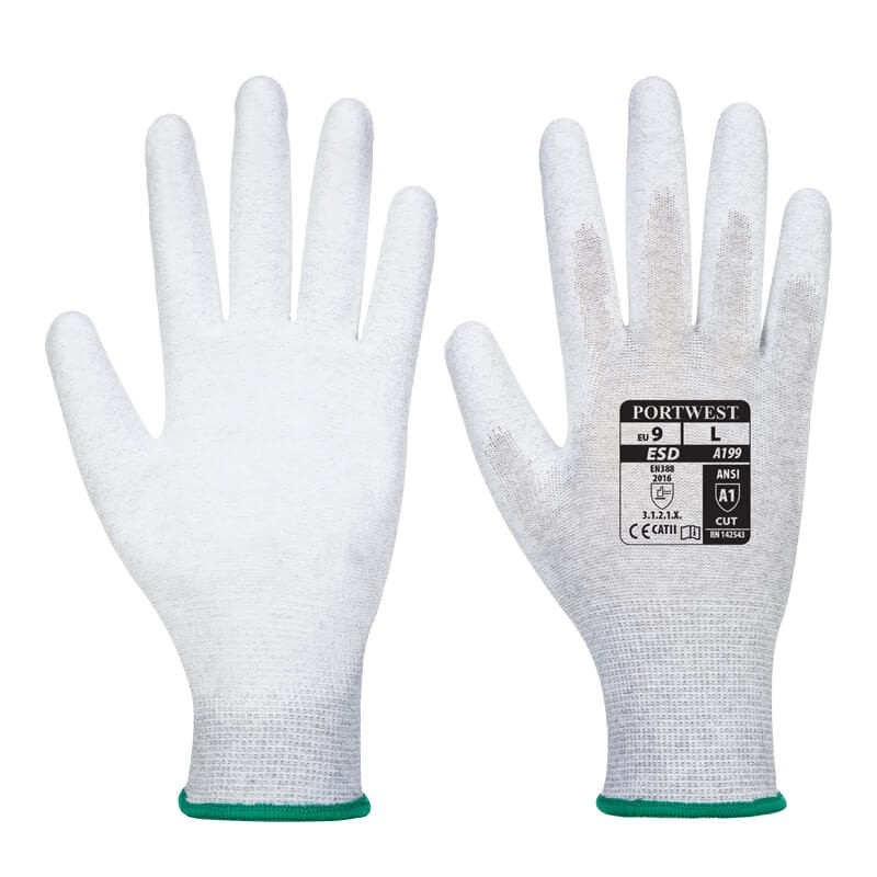 PortWest A199 antistatische ESD Handschuhe mit PU Handflächen