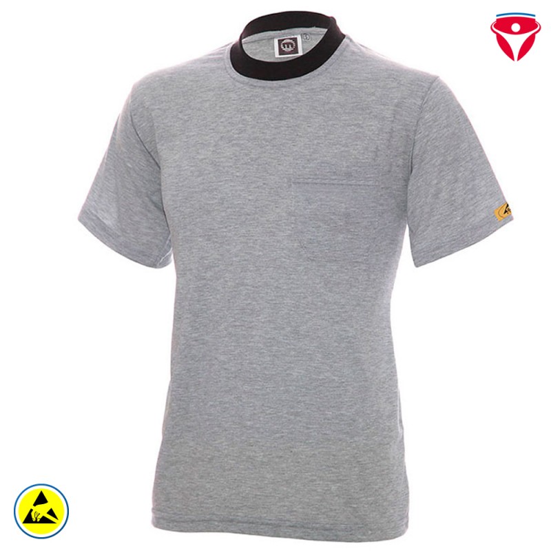 ESD T-Shirt hochleitfähig | graumeliert