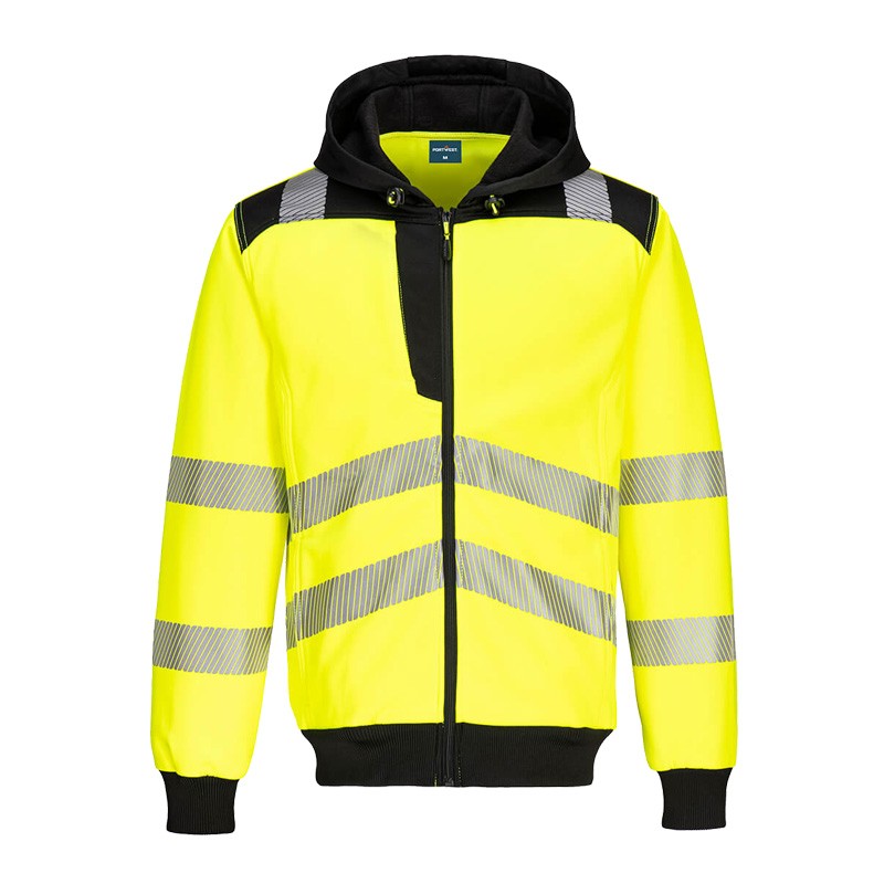 PortWest PW327 Warnschutz Kapuzenpullover mit RV