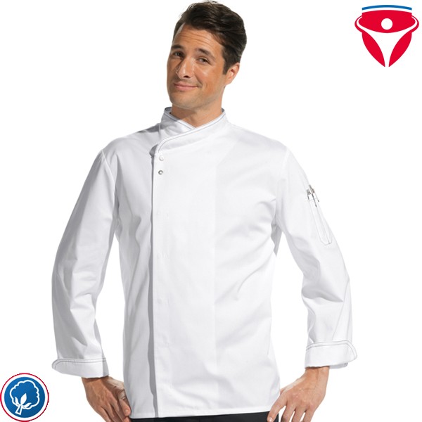 Leiber 12/2444 leichte Kochjacke mit Druckknöpfen für Damen und Herren