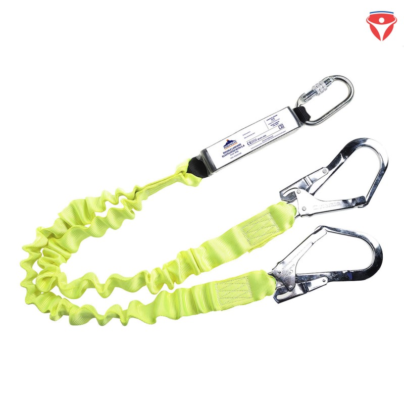 PortWest FP52 Elastisches Doppel-Halteseil mit Bandfalldämpfer | Verbindungsmittel
