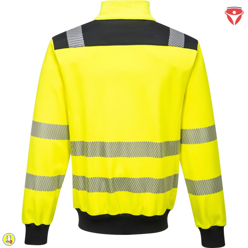 PortWest PW370 Warnschutz Sweatjacke mit Reißverschluss