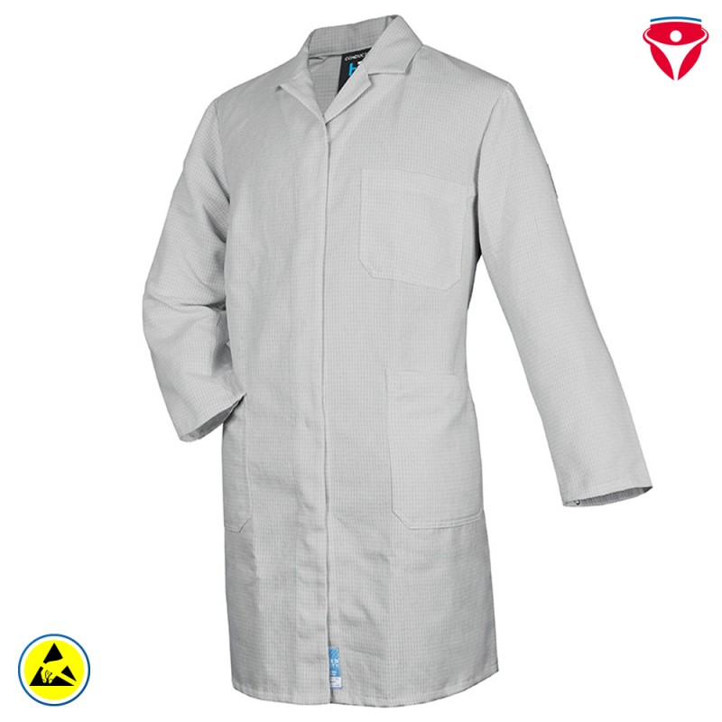 HB ConducTex ESD Herren Mantel silbergrau