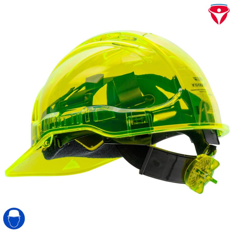 PortWest PV64 transparenter Schutzhelm PeakView PLUS mit Drehverschluss + UV Schutz
