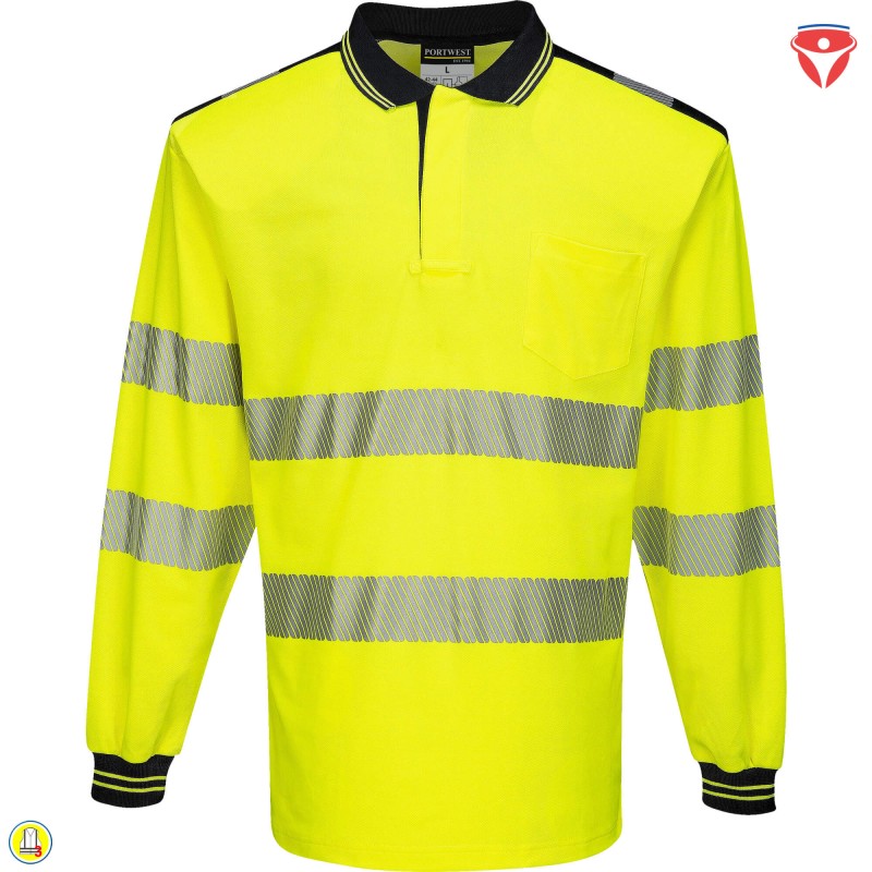 PortWest T184 Warnschutz Polo mit hohem Baumwollanteil