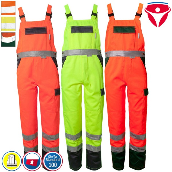Planam Warnschutz Latzhose 2-farbig