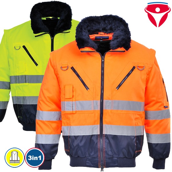 PortWest PJ50 günstige Warnschutz Pilotjacke 3 in 1